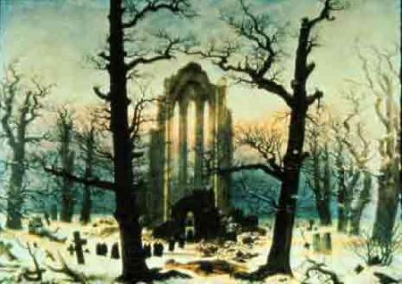 Caspar David Friedrich Cloister Cemetery in the Snow